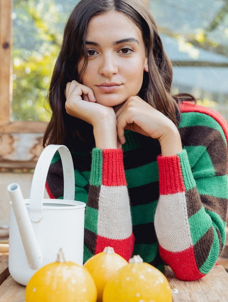 Jersey reversible a rayas de lana alpaca - Imagen 4