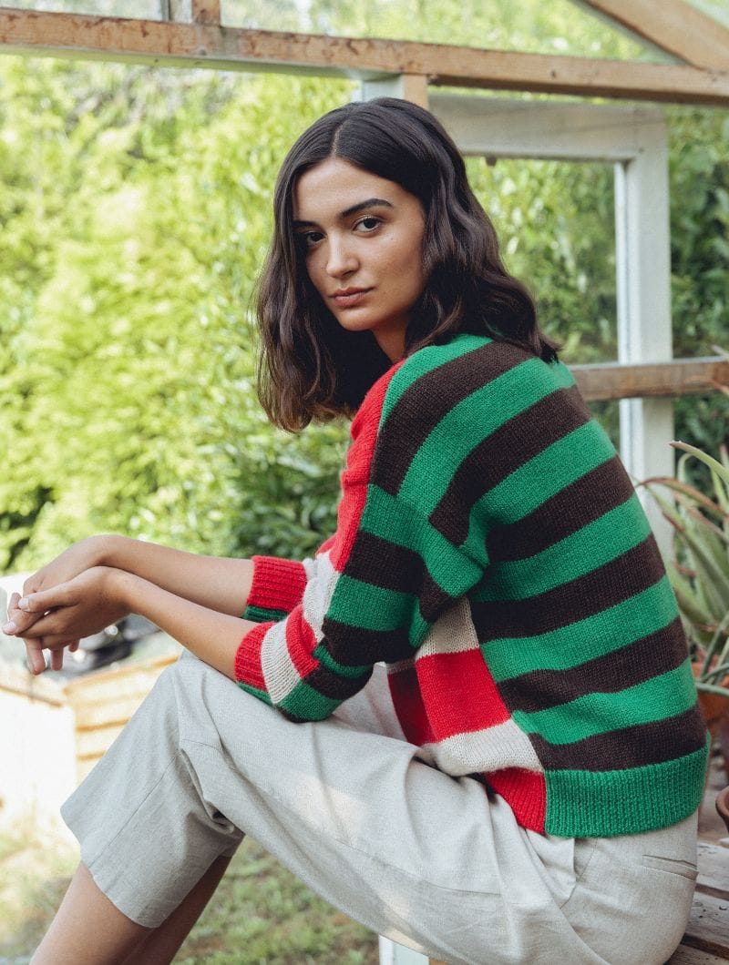 Jersey reversible a rayas de lana alpaca - Imagen 3