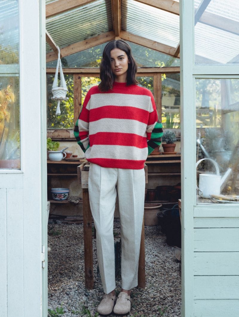 Jersey reversible a rayas de lana alpaca - Imagen 6