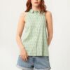 Camisa sin mangas verde estampado abstracto frente