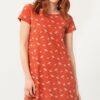 Vestido evasé terracota estampado sombrillas