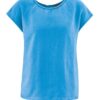 Blusa de cáñamo escote bordado azul claro