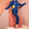 Jersey de lana merino azul con lunas