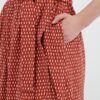 Bolsillo del vestido cruzado de algodón orgánico con bolsillos color teja