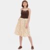 Falda midi de algodón orgánico estampada