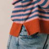 Detalle bajo naranja sweater mujer