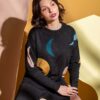 Jersey de lana estampado fases lunares color negro