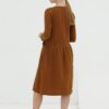 Vestido algodón orgánico midi marrón mujer
