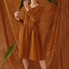 Vestido ecológico marrón manga larga Tiralahilacha
