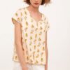 Blusa de algodón orgánico beige estampado cactus