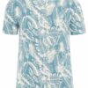 Camiseta ecológica azul estampado hojas hombre
