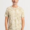 Camiseta ecológica hombre estampado hojas beige