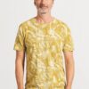 Camiseta ecológica hombre estampado hojas mostaza