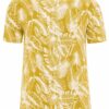 Camiseta ecológica mostaza estampado hojas hombre