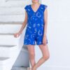 Mono corto de algodón orgánico azul estampado