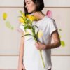 Camiseta flores mujer blanco algodón orgánico