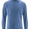 Camisa lisa hombre de cáñamo y algodón orgánico azul