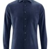 Camisa lisa hombre de cáñamo y algodón orgánico azul marino