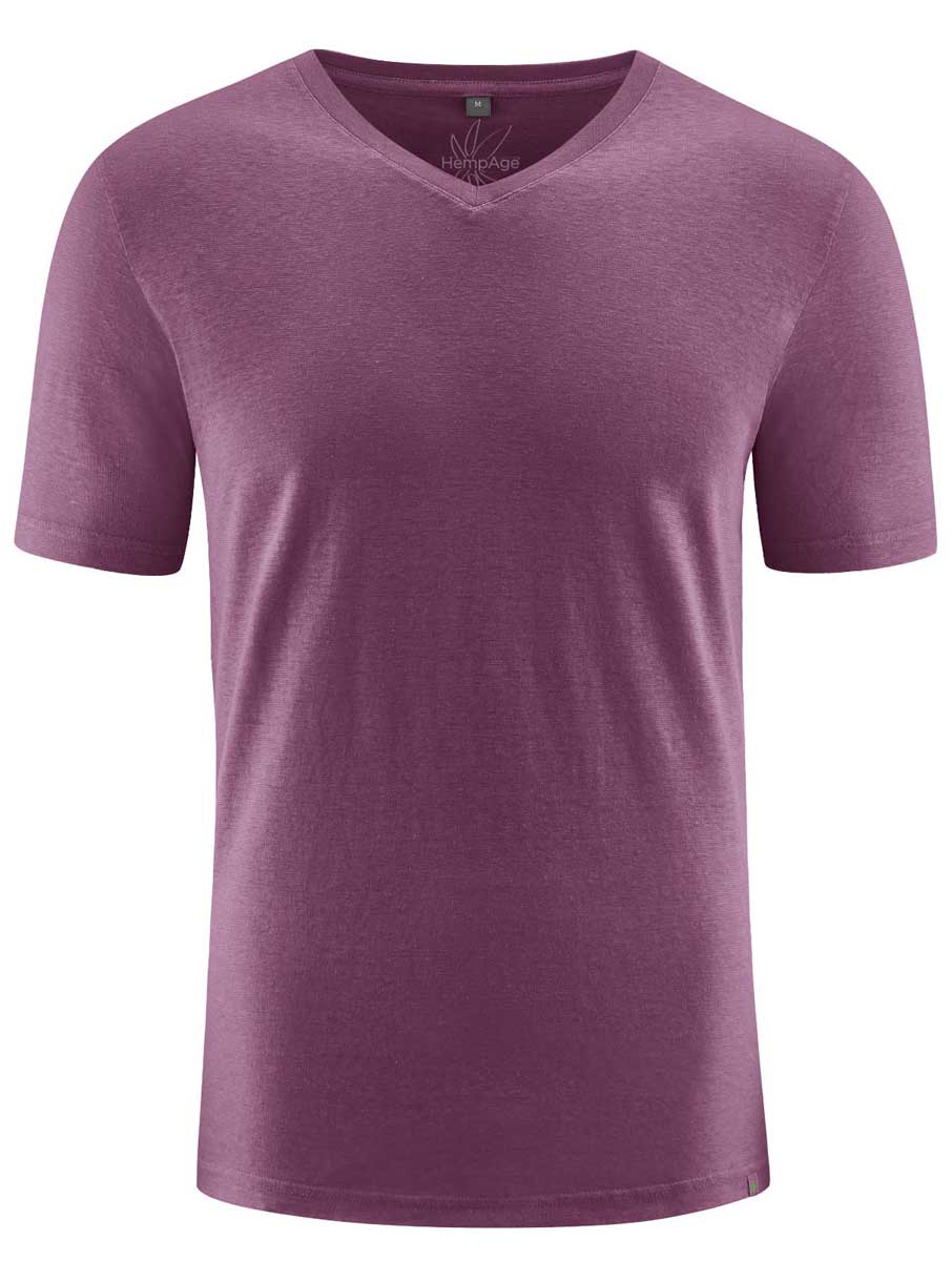 Camiseta cuello pico hombre ecológica púrpura
