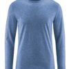 Camiseta hombre manga larga de algodón orgánico azul