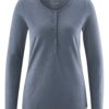 Camiseta manga larga mujer con botones gris