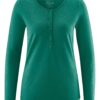 Camiseta manga larga mujer con botones verde