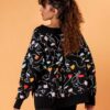 Espalda jersey de lana merino mujer con flores de colores