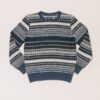 Jersey azul jacquard lana hombre