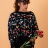 Jersey de lana merino mujer con flores de colores
