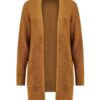 Vista frontal chaqueta mostaza mujer de algodón orgánico