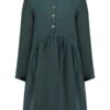 Vista frontal vestido oversize corto azul de algodón ecológico