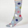 Calcetines bambú mujer gris con lunares multicolor