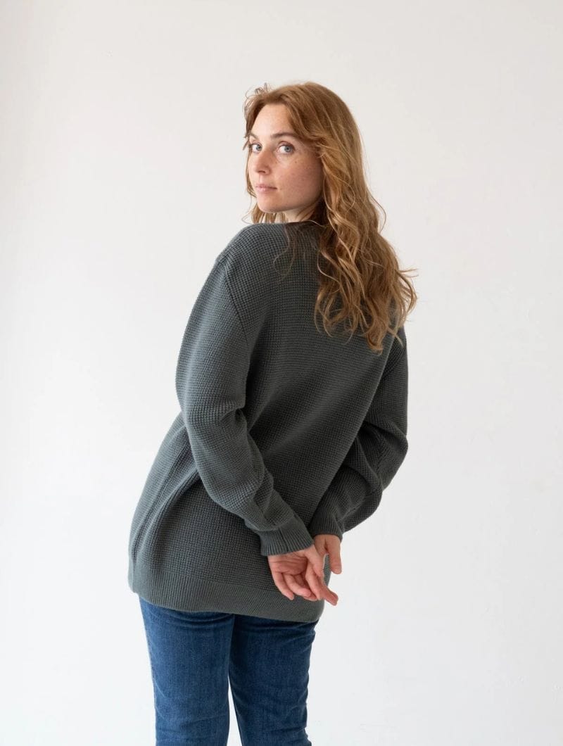 Jersey largo azul mujer de algodón ecológico - Imagen 3