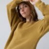 Jersey largo mujer mostaza de algodón ecológico