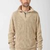 Jersey punto hombre ecológico cuello cremallera beige