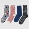 Pack de 4 calcetines de bambú mujer lunares y rayas
