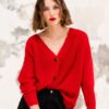 Cardigan mohair rojo para mujer