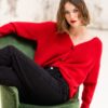 Cardigan rojo para mujer de mohair