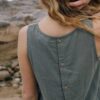 Espalda blusa mujer algodón orgánico color verde