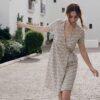 Vestido cruzado beige ecológico Tiralahilacha