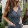 Vestido entallado azul con bolsillos Tiralahilacha