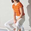 Camiseta rayas naranja ecológica para mujer