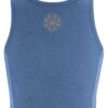 Espalda top yoga de cáñamo azul