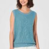 Top de punto ecológico azul mujer