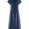 Vestido camisero midi azul marino