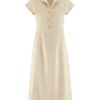 Vestido camisero midi beige