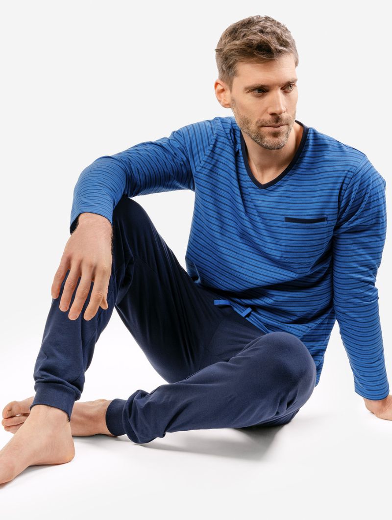 Pijama ecológico largo para hombre color azul - Imagen 4