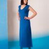Vestido largo de punto de color azul