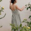 Espalda vestido de tirantes verde 100% algodón orgánico