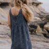 Espalda vestido ecológico corte imperio azul
